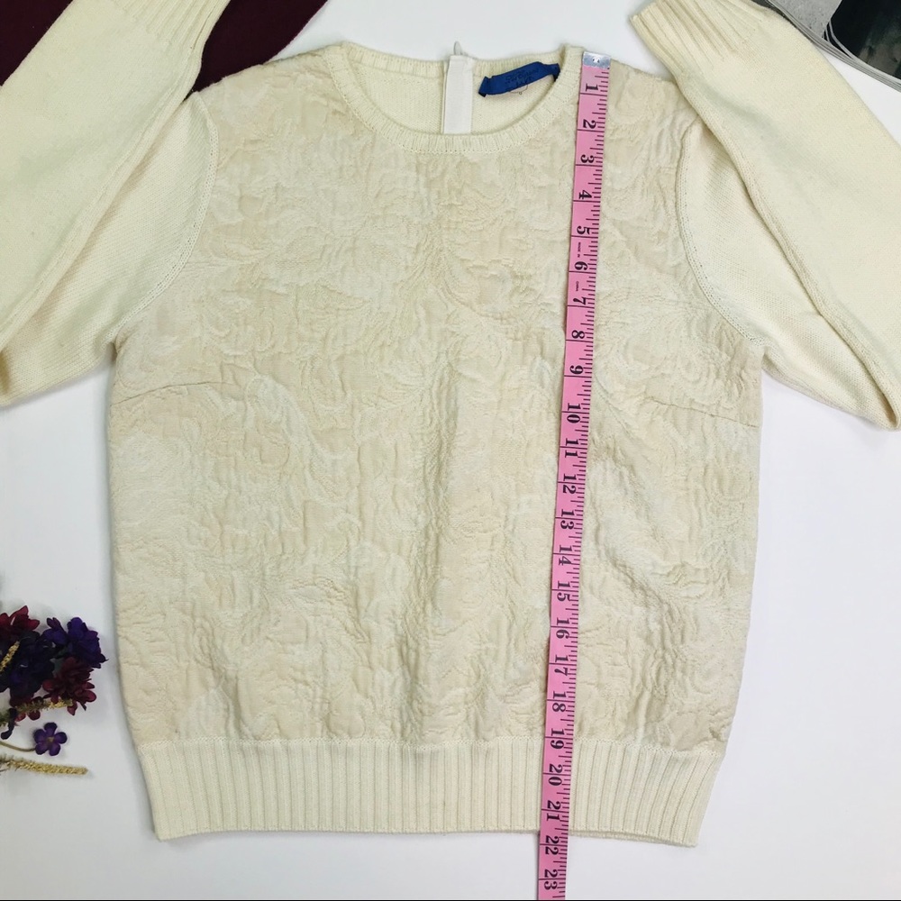 [Les Copains] 100% Wool Cream Sweater Size Small - Picture 6 of 8